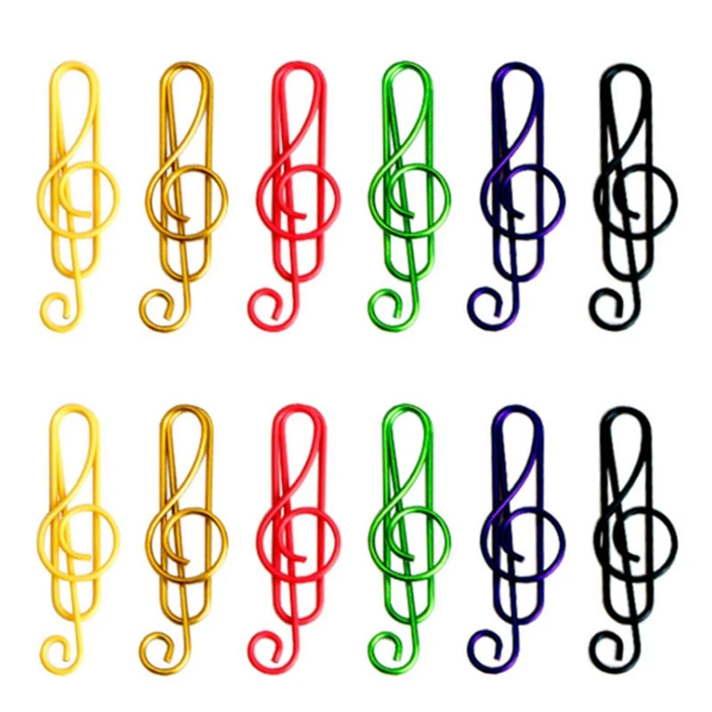 HOT 100 Pieces Music Paper Clips 6 Colors, Metal Paper Clips Musical