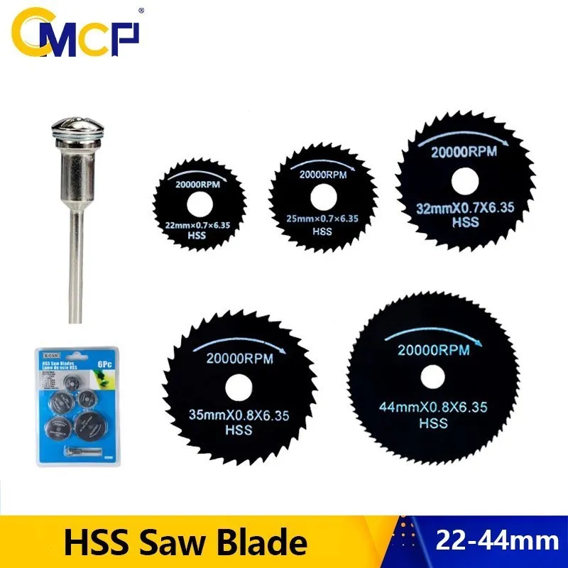 CMCP 6/7/8pcs Mini Circular Saw Blade Set HSS Cutting Disc Rotary Tool Accessories for Dremel Compatible Wood Plastic Aluminum