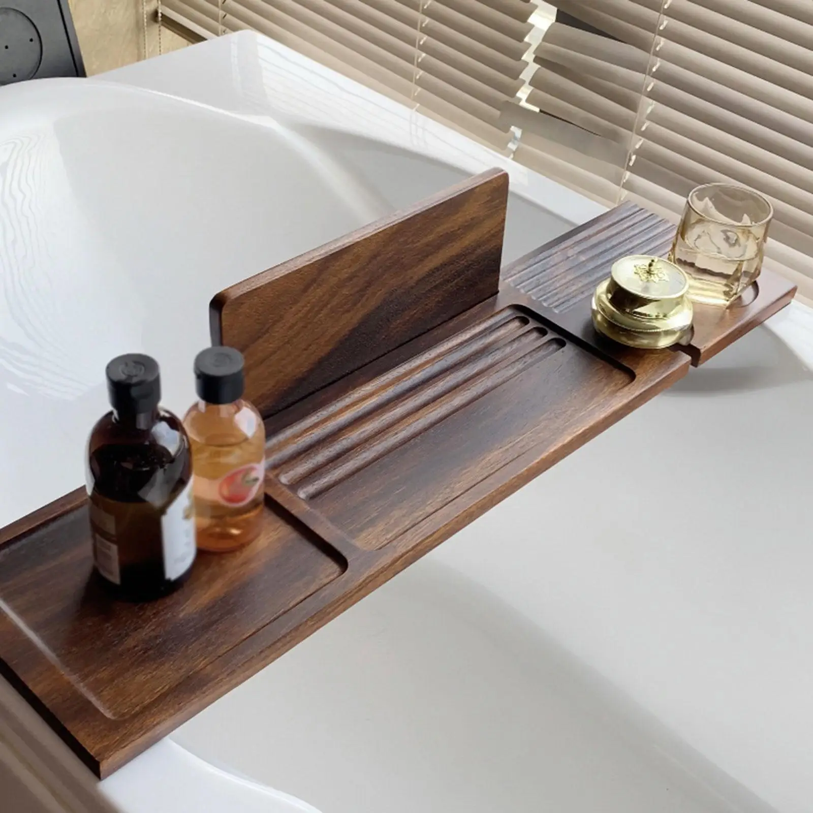 Tub Organizer Bath Book Holder Bathtub Caddy Tray for Tablet Bathroom Cup