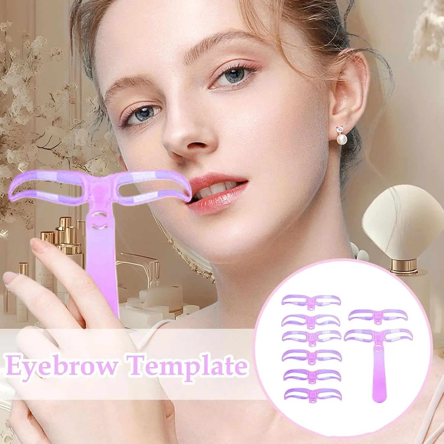 Augenbrauen-Schablone, 8-teiliges Schablonen-Set für perfekte Brauen, waschbare tragbare Vorlagen für Frauen, Bühnen, Make-up, Reisen, Party – Detail 2