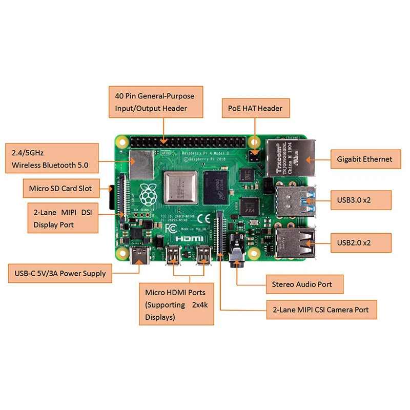 Raspberry Pi 4 modèle B 8G 4G 2G 1 Go de RAM, boîtier +