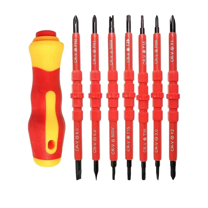 Electrician Repair Tools Kit 13pcs 1000V Changeable Insulated Screwdrivers Set with Magnetic Slotted Bits