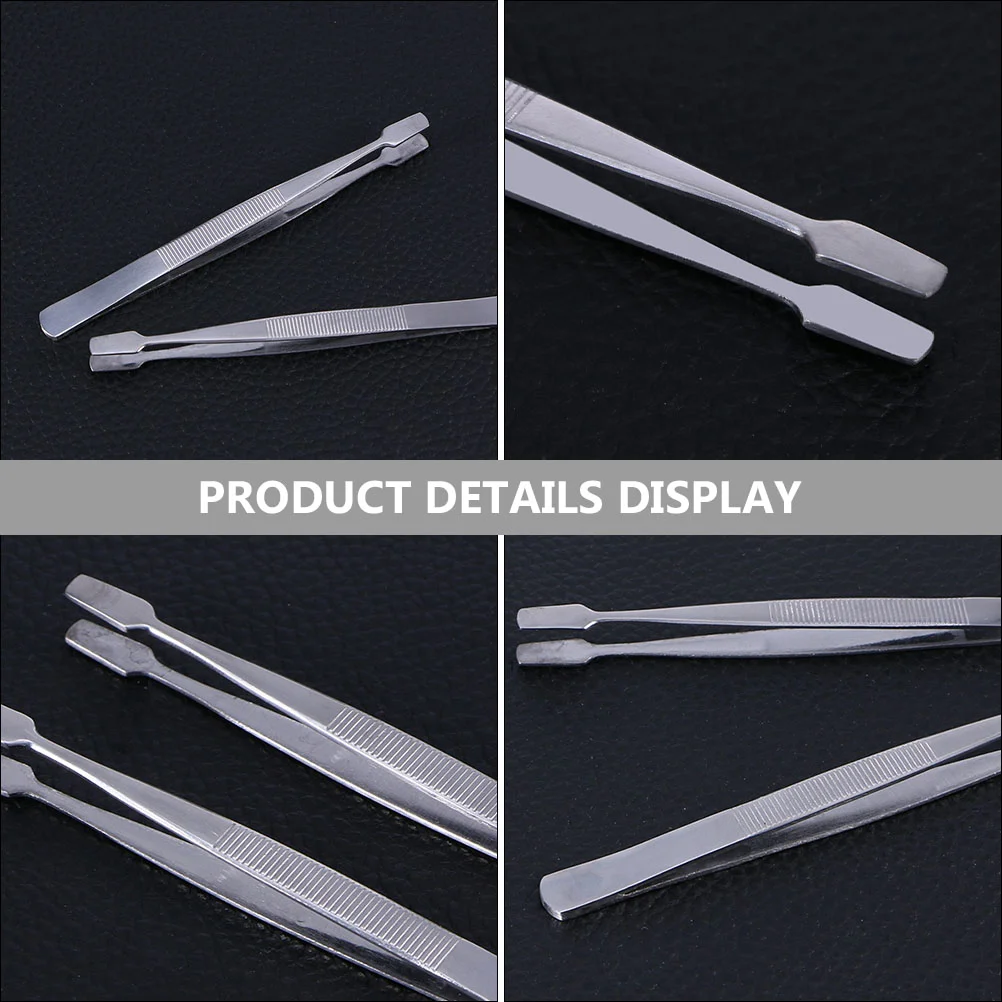 Tweezers Stamp Nipper Stainless Steel for Stamps False Eyelash Mirror Light 4