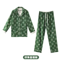 Women's Cotton Pyjama Suit Long Sleeve Single Breasted Ladies Sleepwear 2 Pcs with Pants Comfortable Pockets Pijamas Feminino - Image 2