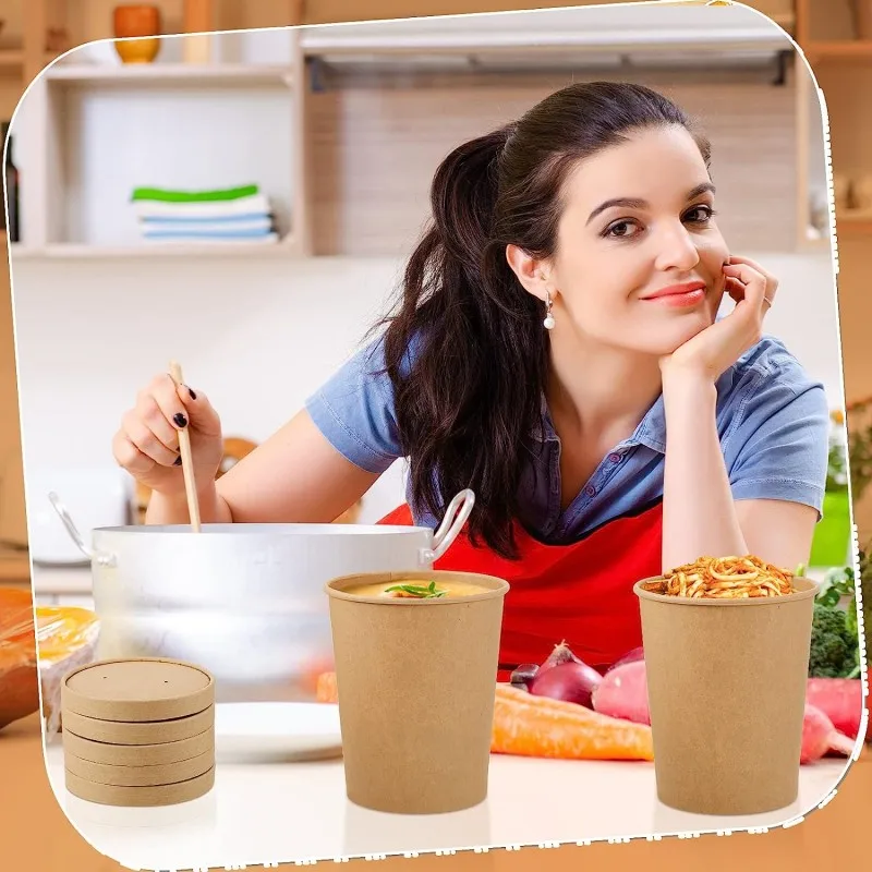 Eco Friendly Kraft Paper Food Containers with Lids