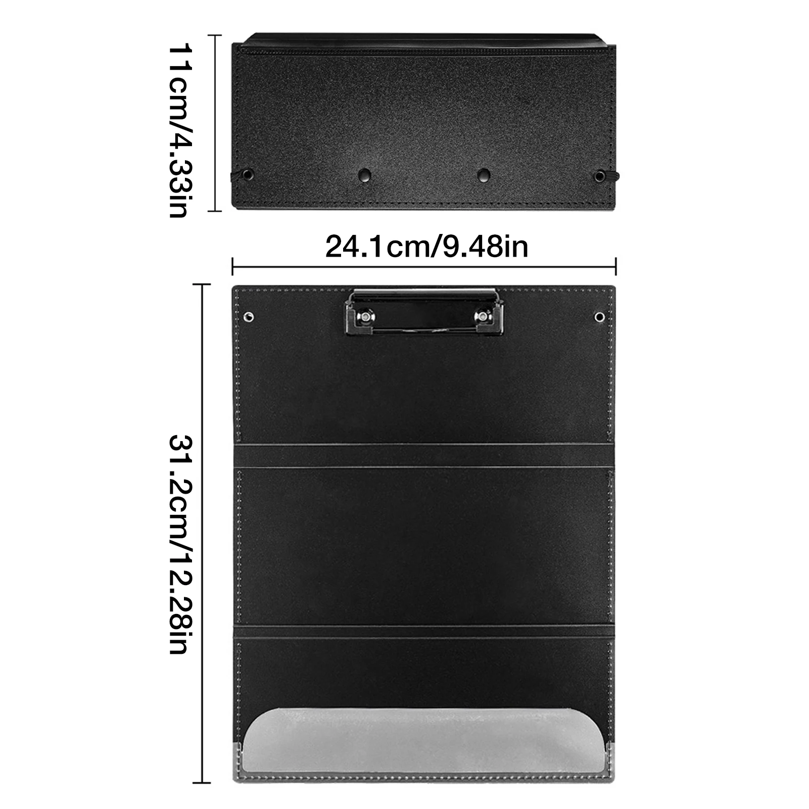 접이식 수유 클립 보드 휴대용 수납 클립 보드 24.1cm/9.48 인치 경량 블랙 클립 보드 폴리오 학생 간호사용
