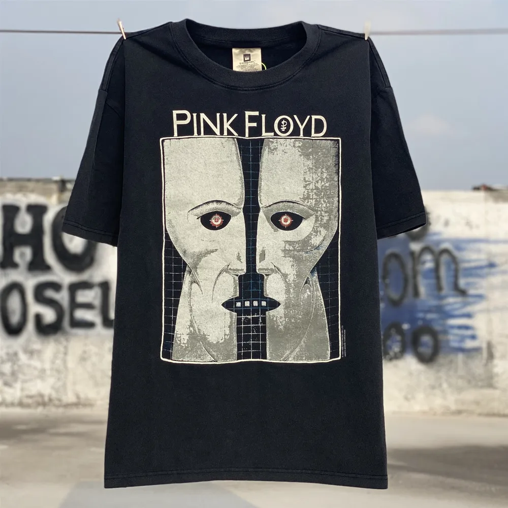 Men Tee The Division Bell Fan Wall 2LP Tour White Ghost Stone Statue Hip Hop Print Vintage Streetwear Short Sleeved T-Shirt