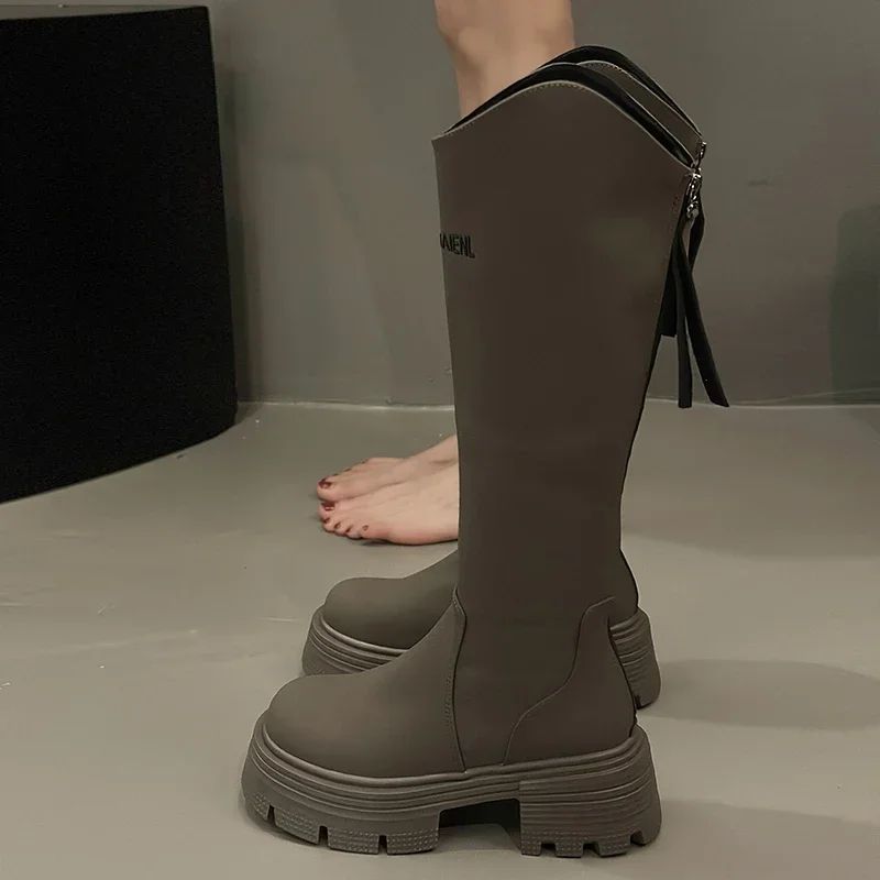 

Women Knee High Boots 2023 New Autumn Winter Shoes Woman Long Boots Slip On Casual Chunky Heel Platform Boots