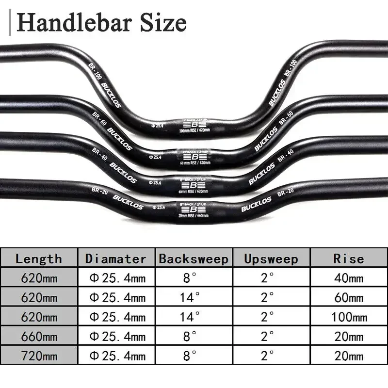 BUCKLOS MTB Aluminum Riser Handlebar 4