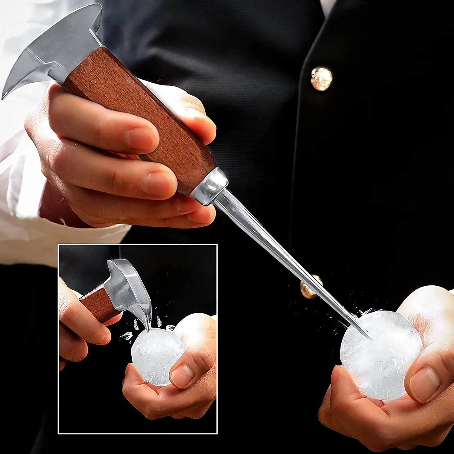 Set Di 2 Picconi Per Ghiaccio Con Manico In Legno - Acciaio Inox 304 Per Bar E Casa - Foto 12