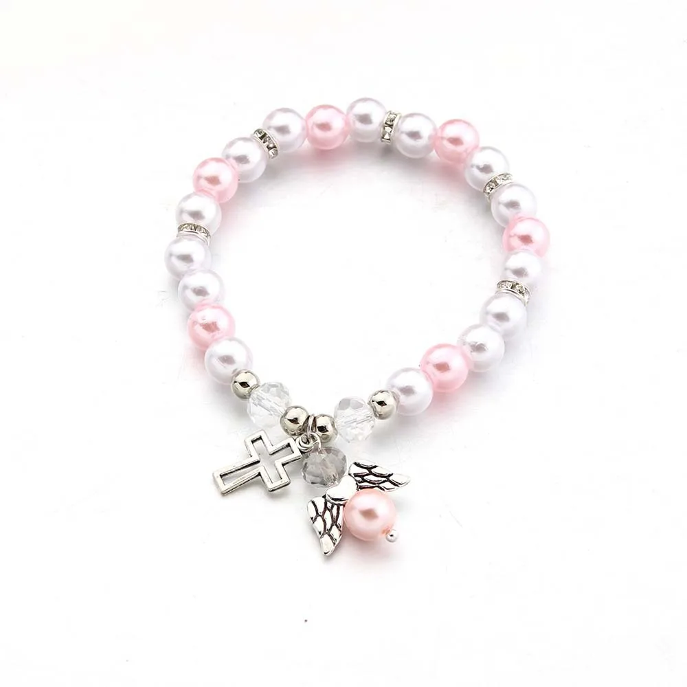 1Pcs Baby Shower Favor Christening Bracelet Angel Baby Shower