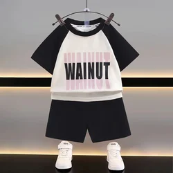 2024 Summer Kids Sports Clothes Sets Boys Girls Letter Print Short Sleeve T-shirt Tops + Shorts Baby Casual Two-piece Clothing
