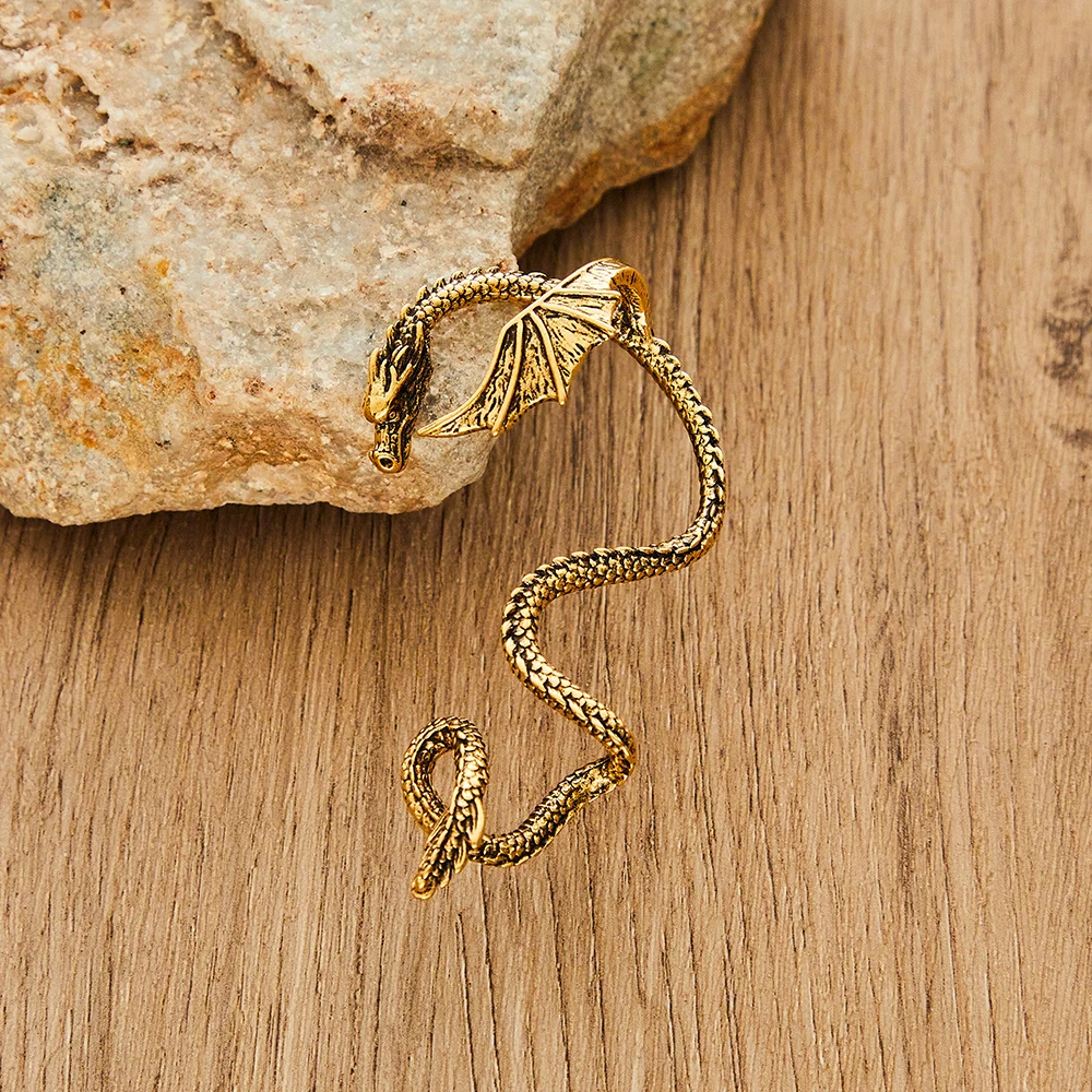 Dragon Earrings Vintage Gold Dragon Left Earrings For Women Pendants