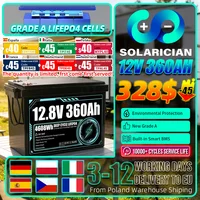 Batterie LiFePO4 12V 360Ah, grande capacité, 10000+ cycles, cellules Lifepo4 12.8V, bricolage 24V 360Ah pour voiturettes de golf, bateau marin, camping 1