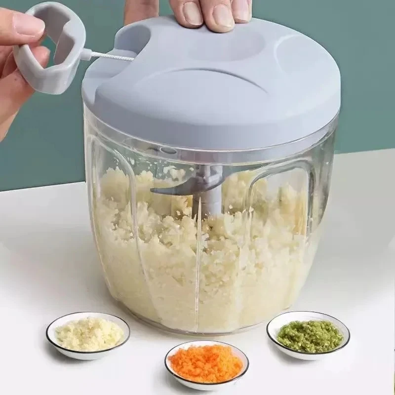 Manual Meat Grinder Garlic Chopper Rotating Garlic Press Vegetable Onion Cutting Machine 160/500/1000ML vegetable chopper