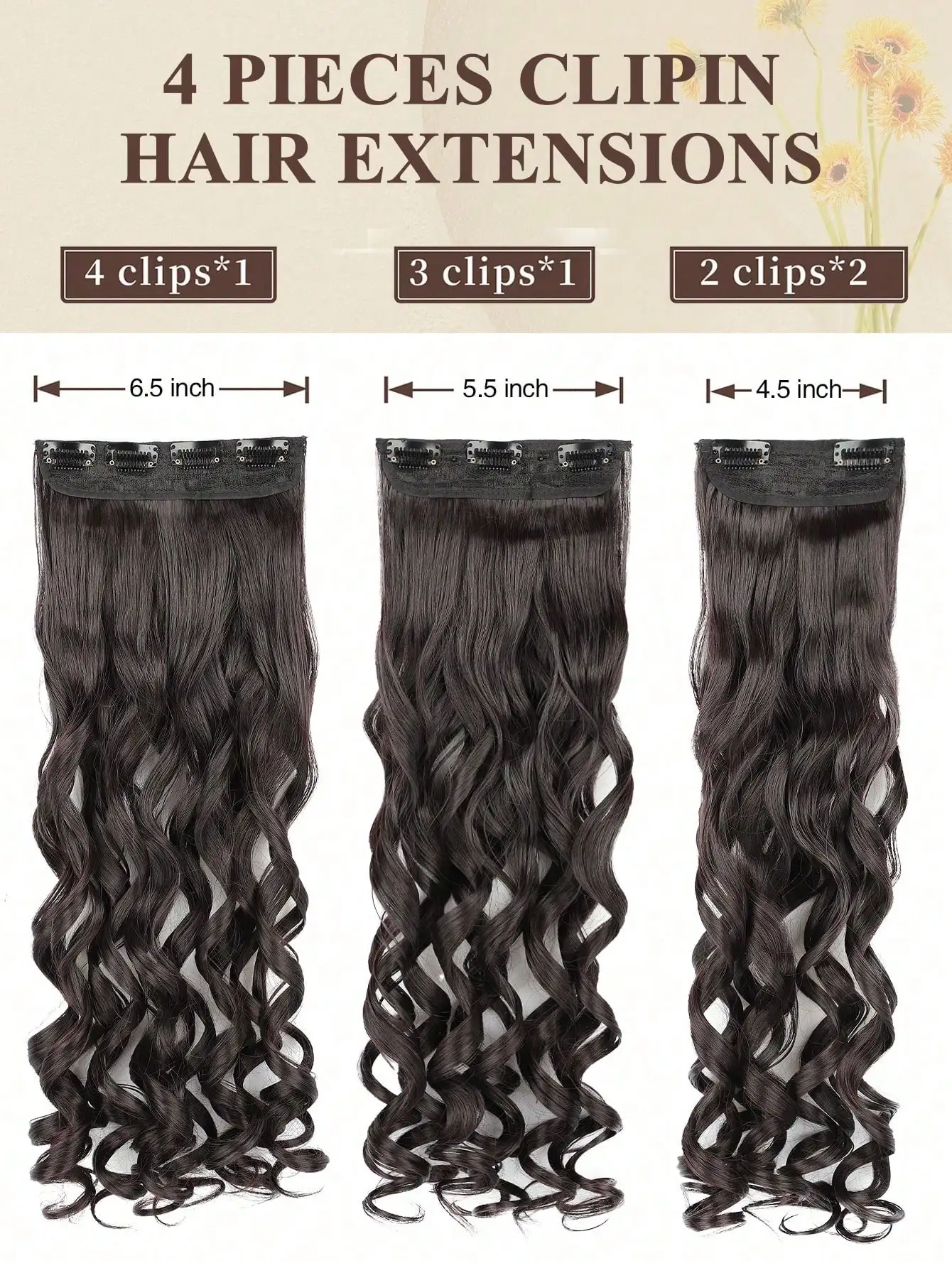 Synthetic Long Curly Hair Extensions Clip In For Women