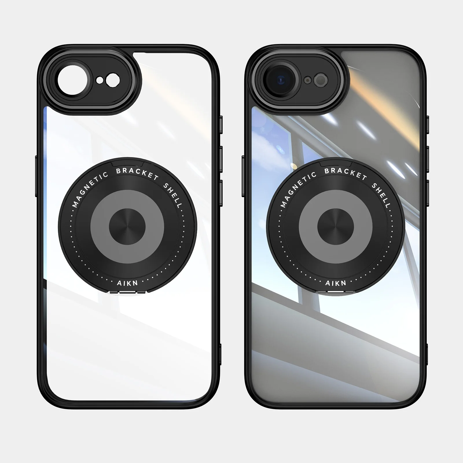 Transparent Magnetic 360° Rotating Stand Case with Lens Glass Protector Cover