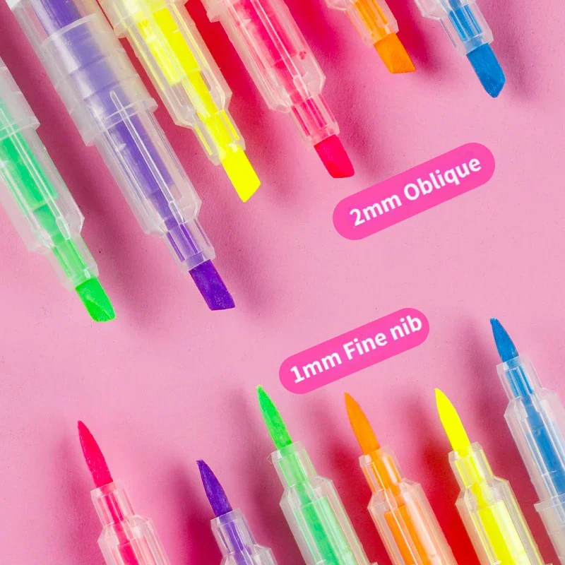 1Pc Double Headed Highlighter Pen Fluorescent Drawing Marker Pens Highlighters Art Japanese Cute Pastel Pen Stationery highlighter pen marker pen highlighter marker art marker