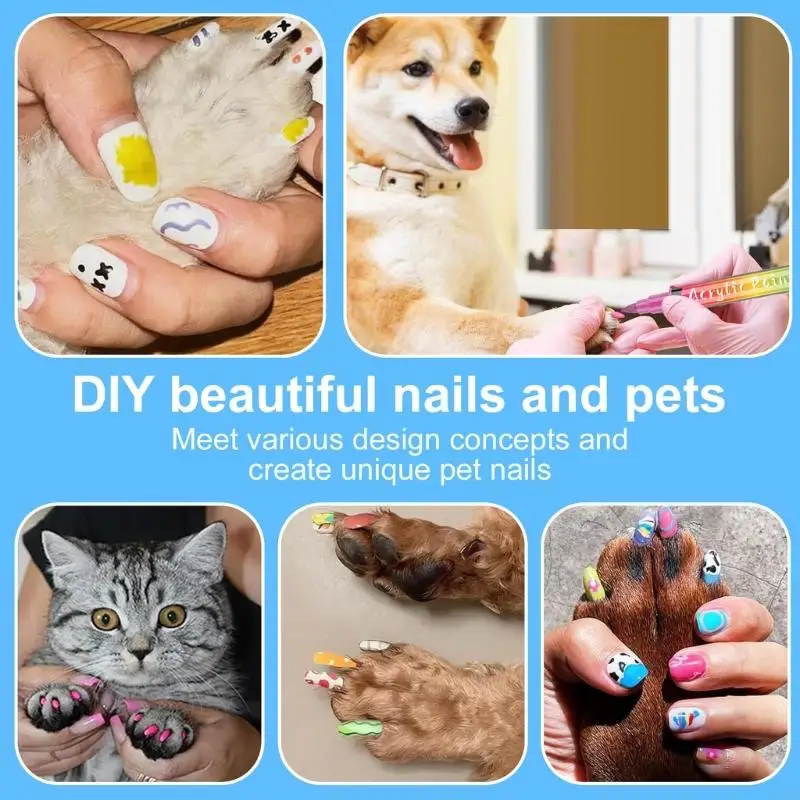 Pet Colouring Pens 12Color Safe and Smellless Soft Brush Cats Art Polish Pen Cats Dog Grooming Kits Easy to Use