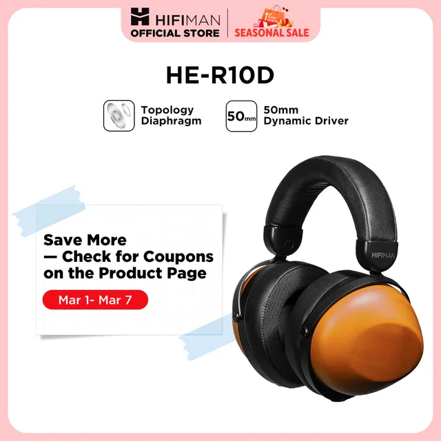 HIFIMAN HE-R10D Dynamic Topology Driver Close-Back Over-Ear Headphones for Home, Studio and Recording-Wired & Wireless Version