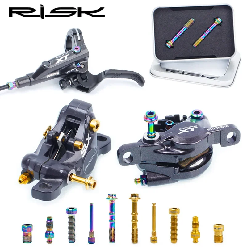 

RISK Ultralight Titanium Alloy Screw For Bicycle Oil Disc Brake Clamp MTB Road Bike Caliper Bolt All Series Oil Tube Brake Parts