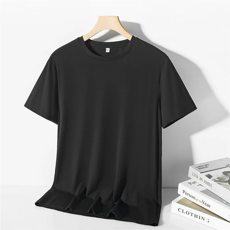 Men's Ice Silk Short-Sleeved T-Shirt Summer Ice Cool Pajama Tops Korean Loose Thin Half-Sleeved Body Shirt
