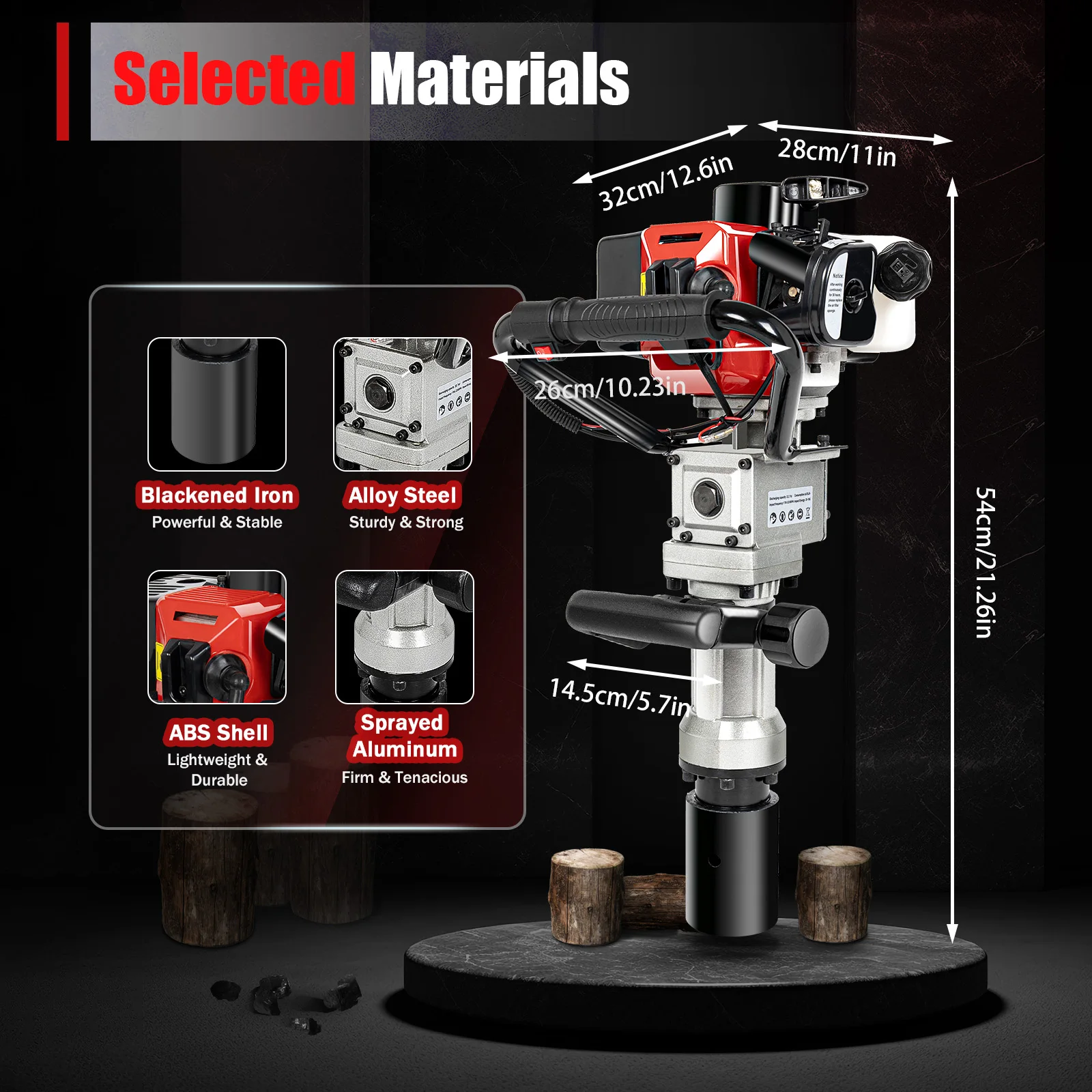 2-Stroke Gas Powered T-Pillar Drive Fence Farm Push Pile Gasoline Engine Jack Hammer Pile Driver 32.6cc 2