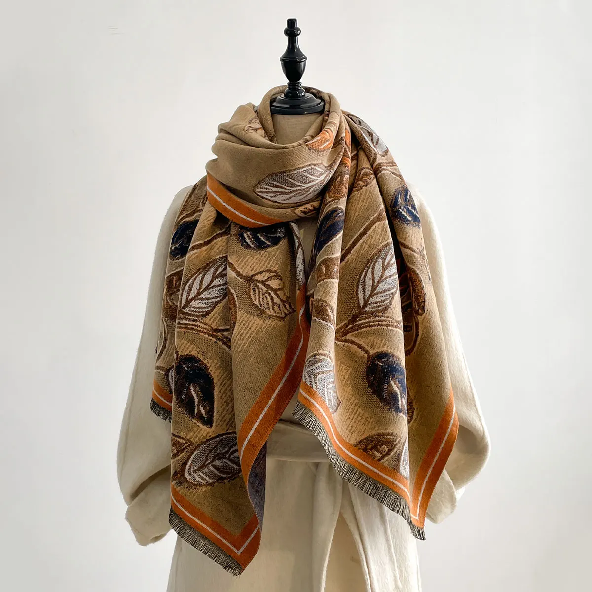 Women Latest Design Winter Two-Sided Jacquard Imitation Cashmere Scarves High Quality Thicken Wrap Shawl Ladies Pashmina Scarf