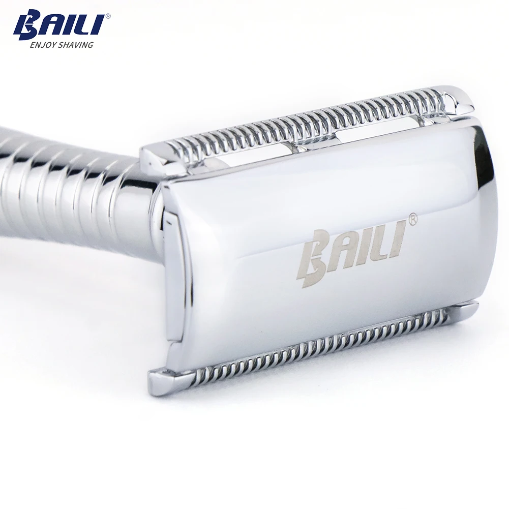 BAILI Safety Razor Double Edge One Blade Shaver Classic Barber Wet Shaving for Men Women Beard Hair Removal with Blades BR191T 4