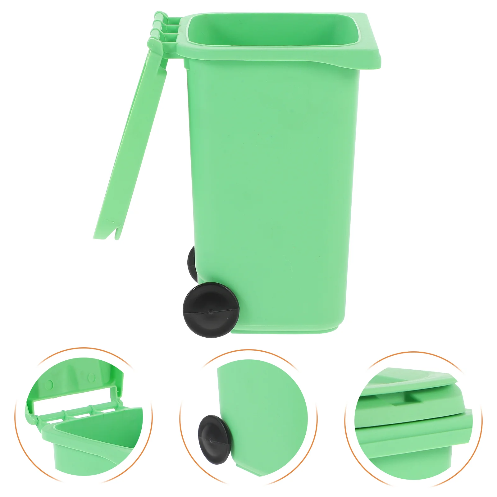 

Mini Trash Can Lid Swing Top Small Trash Can Pen Holder Push Vehicles Wastebasket Mini Curbside Vehicle Garbage Bin Tiny Recycle