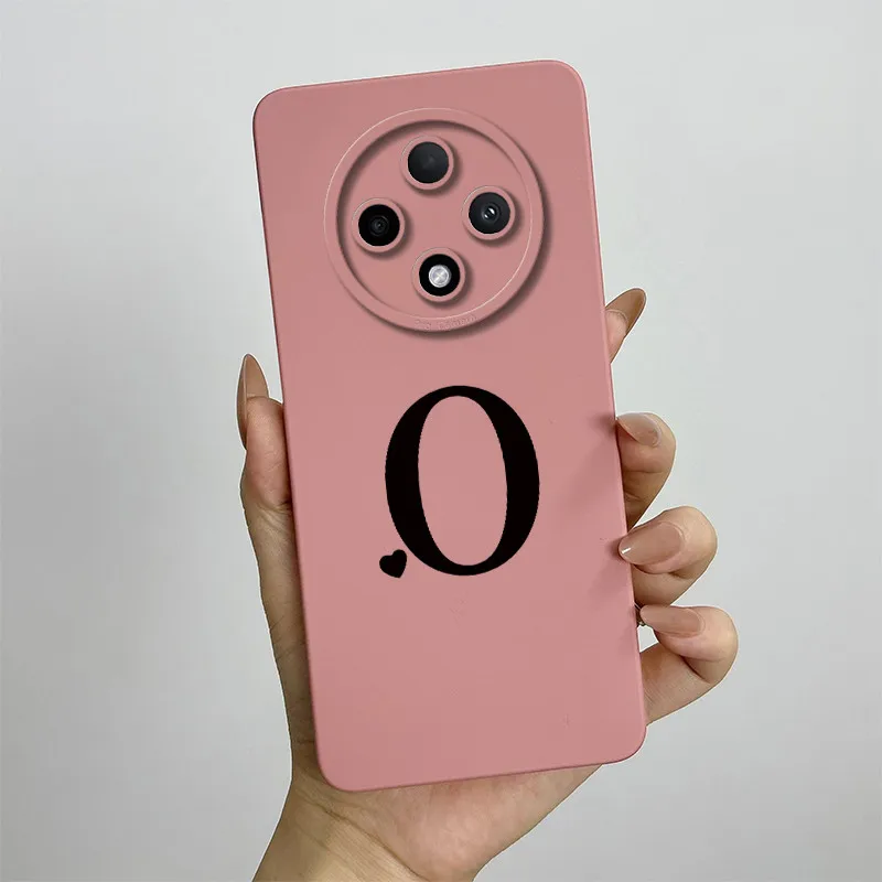 Cute Initial Letters Square Silicone Matte Shockproof Back Cover