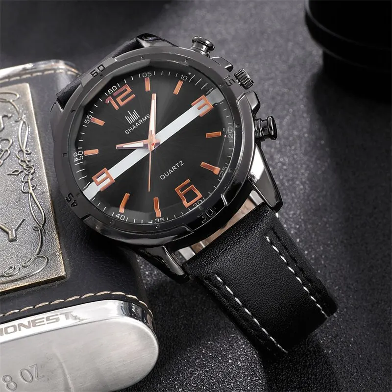 SHAARMS Mens Watches Luxury Brand Big Dial Watch Men Waterproof