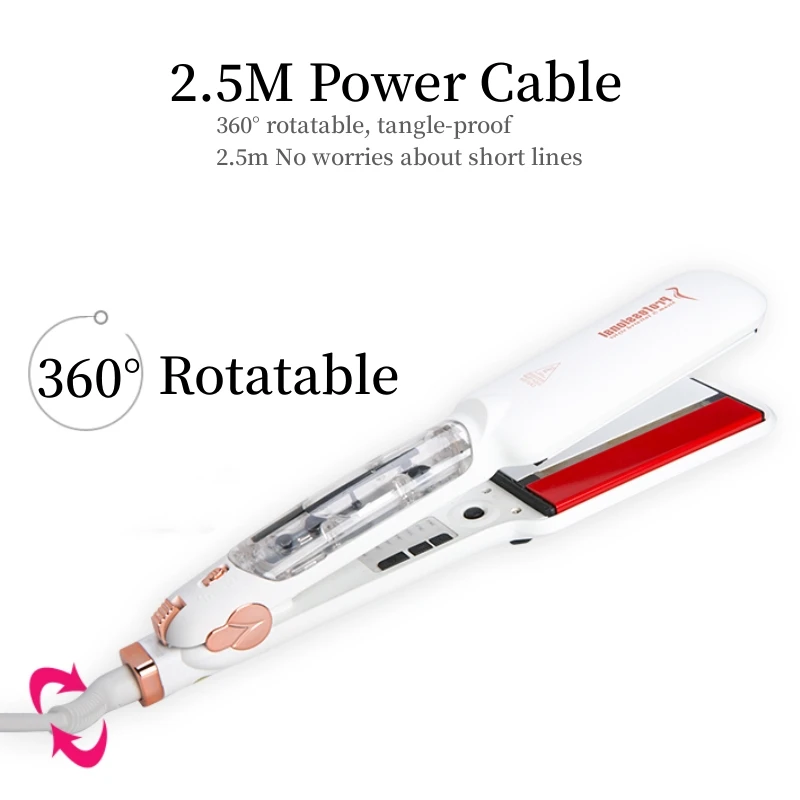Professional Steam Hair Straightener Infrared Care Ceramic Coated 2 Inch Wide Plates for Salon Straightening Styling 6