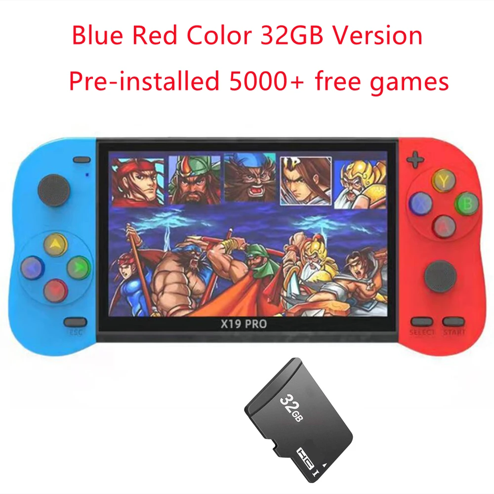 X19 Pro 5 inch portable game console 8GB 32GB hanheld game player with 2000 free games for Arcade neogeo mame colorful buttons 