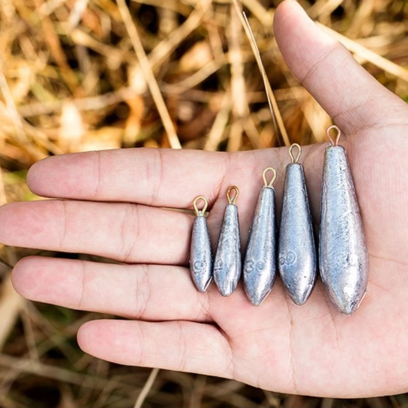 Plombs de pêche 5 pièces 30/40g feuille de saule écaillée avec anneau - Plombage fort pour carnassiers
