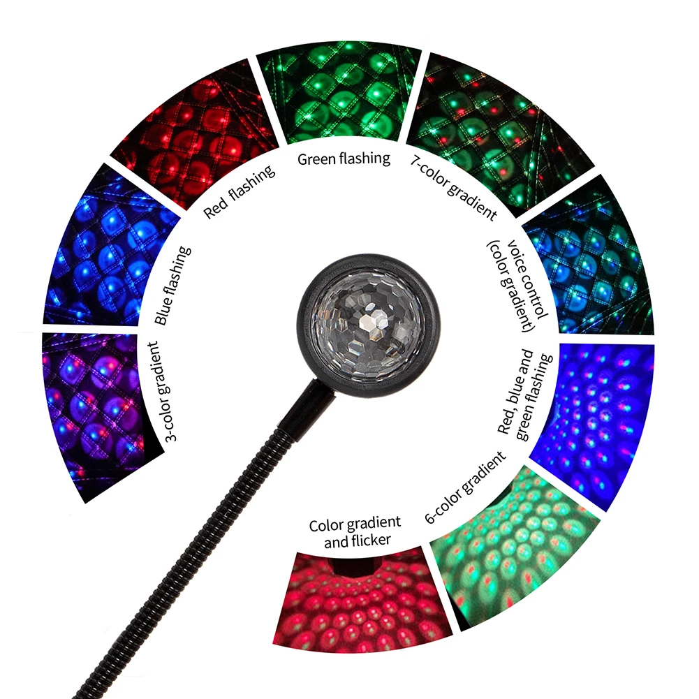 Dj Lighting Sound Party Auto USB Mini Disco Ball Lights RGB Multi Color Car Atmosphere Room Decorations Lamp Magic Strobe Light