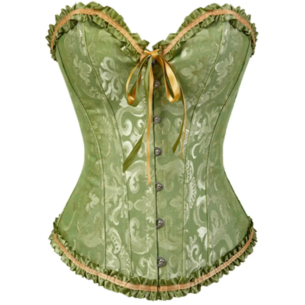 Women Sexy Bustiers And Corsets Floral Lace Tops Vintage Corset Gothic Overbust Satin Jacquard Corselet Waist Corset Corset Bustier Top Lace Corset