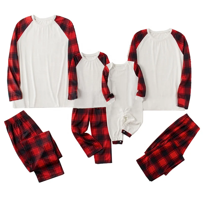 

2023 New Personalized Logo Printable Family Plaid Buffalo Tshirt Sublimation Blank Christmas Pajamas
