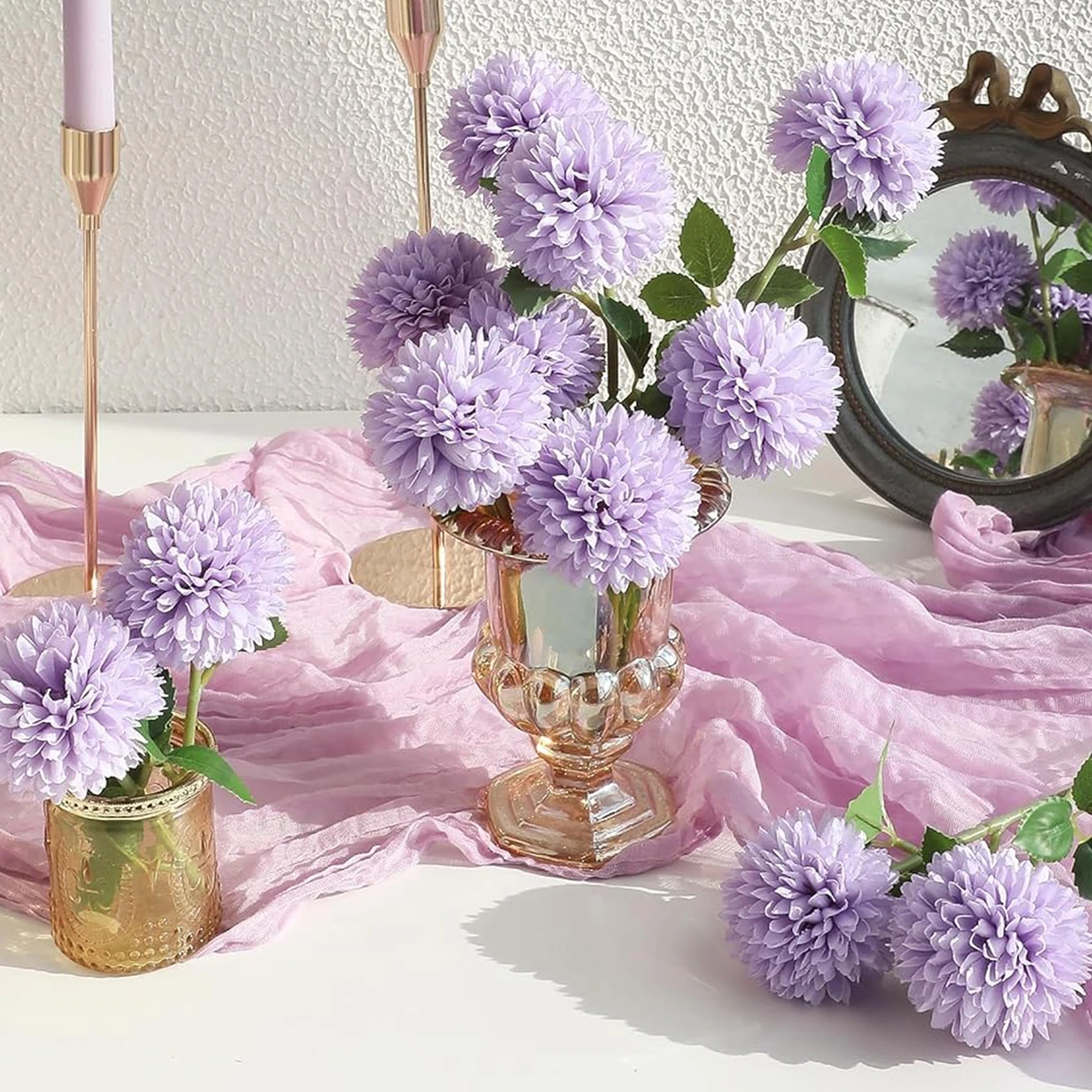 5 Stück Seiden-Kugelchrysanthemen, Künstliche Hochzeitsblumen, Deko für Vasen, Boxen, Heim, Zimmer, Scrapbooking, Blumengeschenk-Arrangement, Zubehör