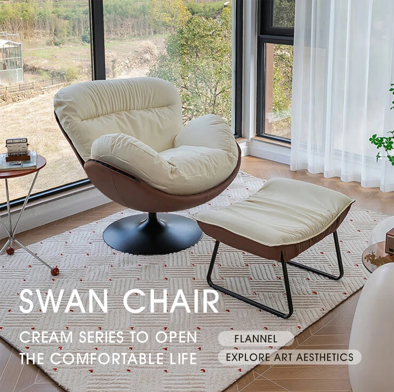 Description Picture 2 of itemNordic Swivel Sofa Chair, Modern Minimalist Single Lounge Chair for Living Room, Balcony, Bedroom, Luxury Lazy Reading Chair