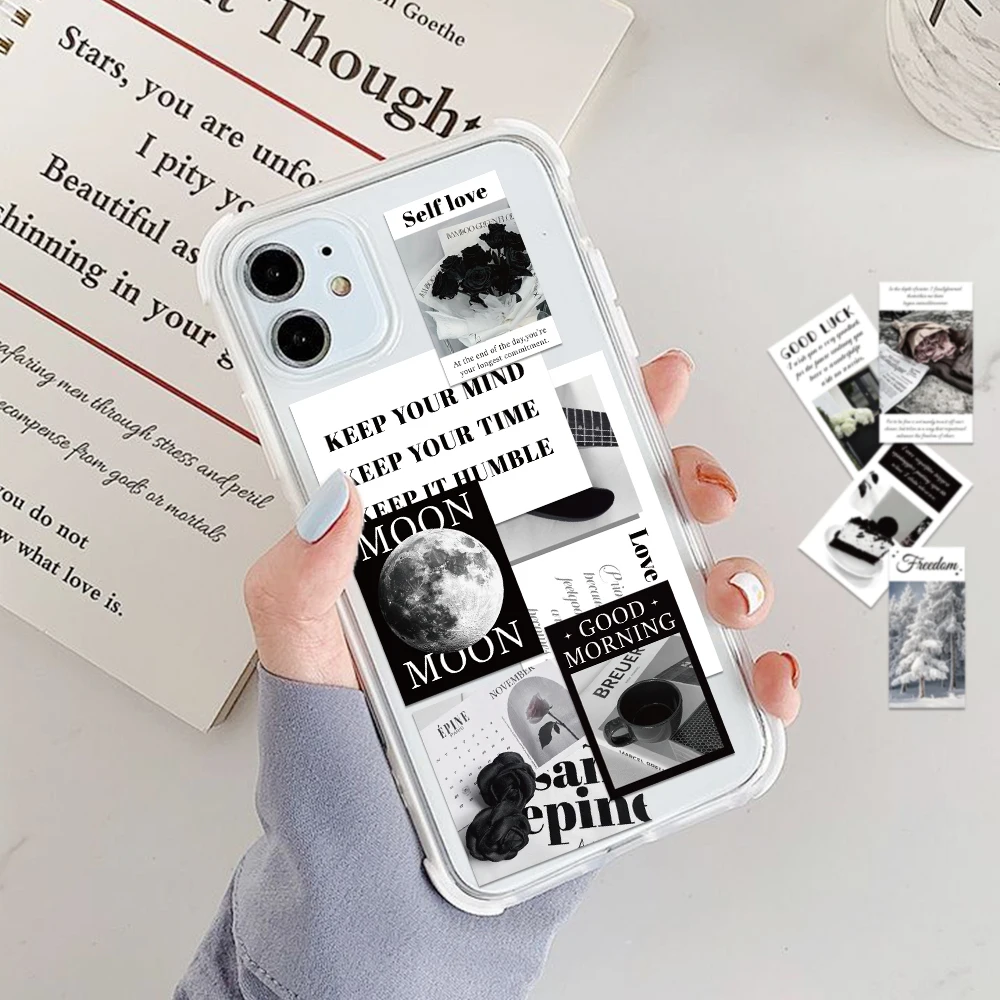 30개 블랙 앤 화이트 자유 테마 스티커 격려 라벨 스티커 폰 케이스 여행 가방 스케이트보드 데칼 학교 축제 선물