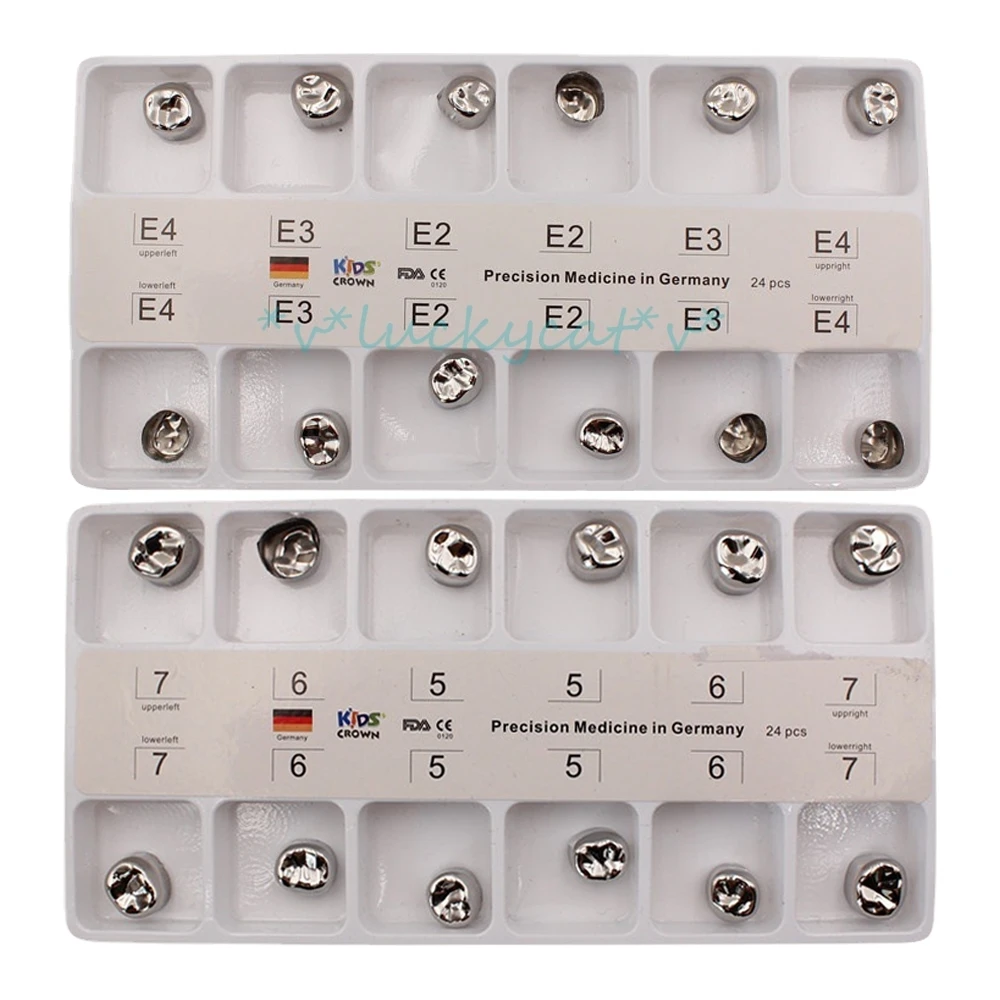 

new 12Pcs/set Dental Preformed Metal Crown Kit Stainless Steel Temporary Crowns Primary Molar Adult/Kids Dentist Therapy item
