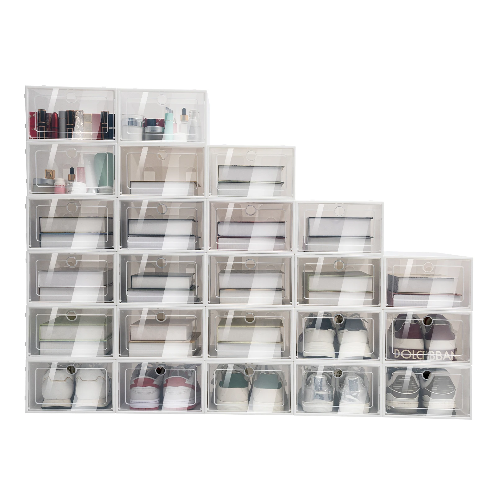 24 Pack Shoe Boxes Clear Shoe Boxes Stackable Shoe Storage Boxes with Lids Clear Plastic Stackable Shoe Organizers For Closet 1