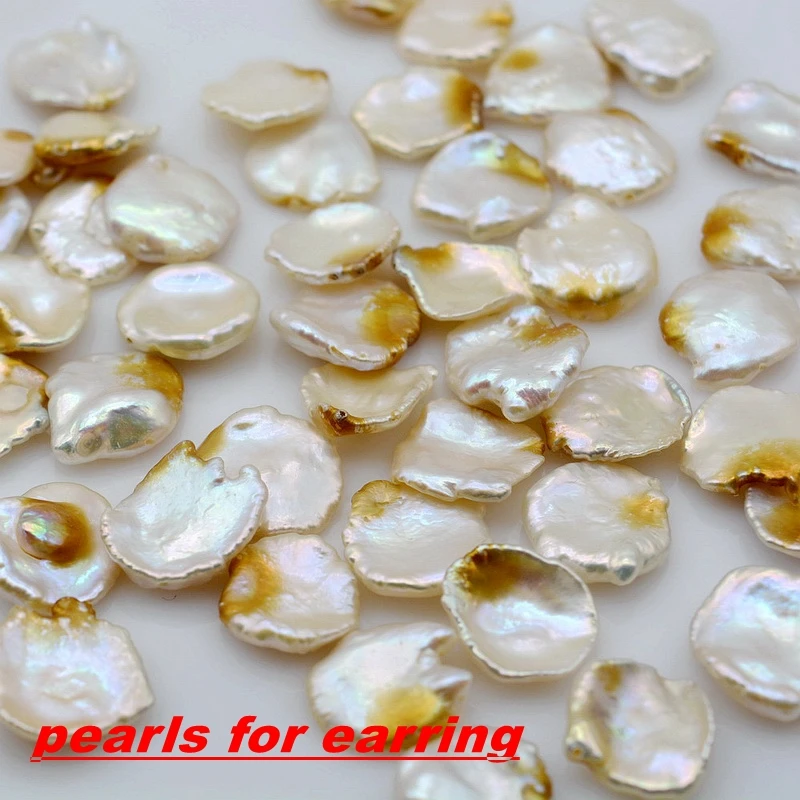 Pearl Earrings White Natural Pearl Silver Stud Earrings Irregular Shape Baroque Pearl Zirconia Women Flat Stud Earrings