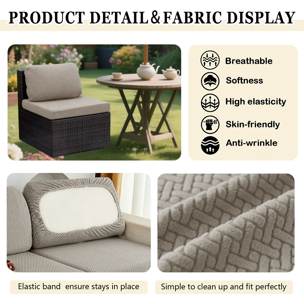 Elastic solid color sofa cover installation