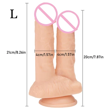 Double Dildos Stimulate Vagina and Anus Huge Penis with Suction Cup Erotic Double Head Phallus Soft Dick Sex Toys for Women 2