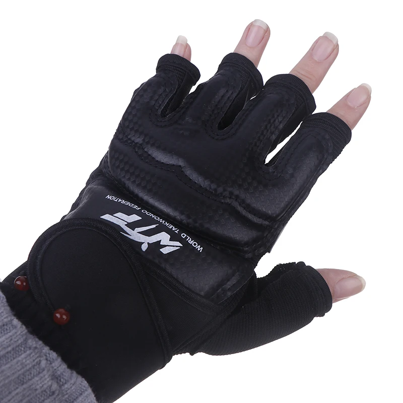 Karate Gloves Martial Taekwondo Leather Foot Gloves Equipment Half Finger Protector Boxing Hand Foot Protection Guards 1Pair
