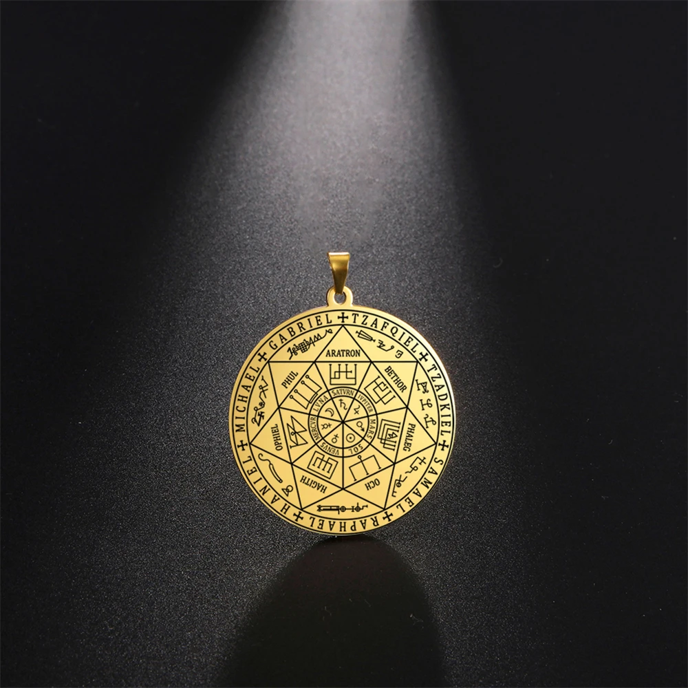 Stainless Steel Seven Archangels Sigil Charms - Vintage Amulet Jewelry Accessories for DIY Necklaces and Keychains