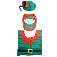 3Pcs/Set New Year Toilet Set Christmas Elf Lavatory Decoration Tissue Cover Toilets Lid Floor Mat Household Festival Supplies 1