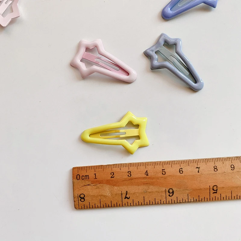 Children Baby Girls Fashion Multicolour Geometric Stars Ornament Hair Clips 10 Pcs/Set Kids Girl Sweet Hairpins Hair Accessories